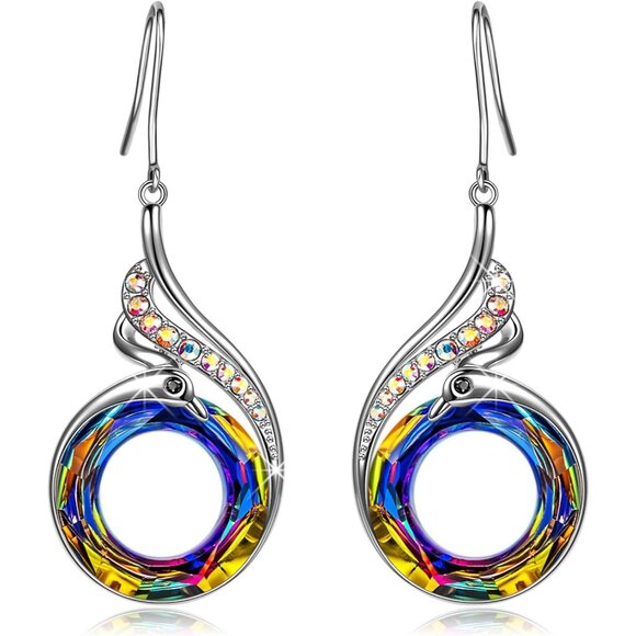 "Rise From the Ashes" Phoenix Earrings, Sterling Silver Dangle Earrings